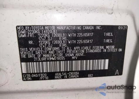 2021 Toyota Rav4 Hybrid Le from USA, damaged, VIN 2T3L6RFV9MW018095